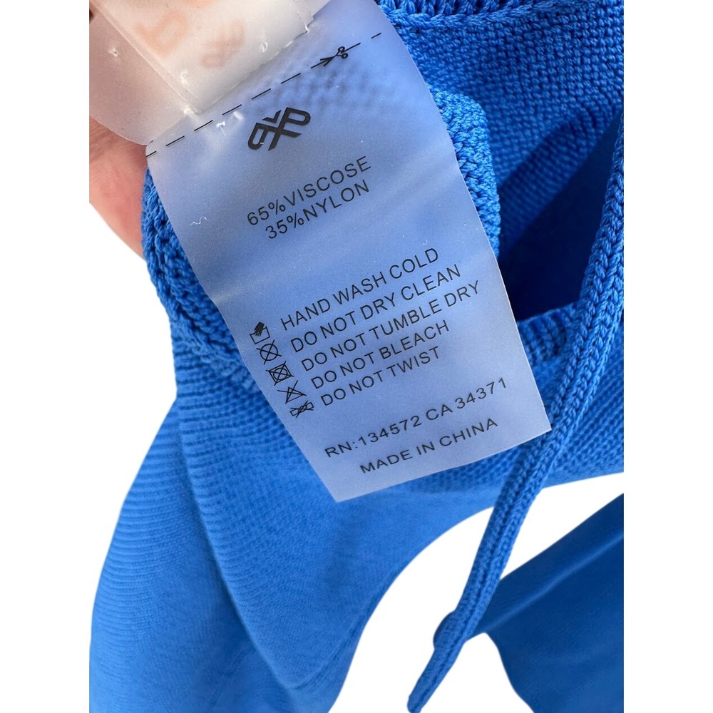 PQ Swim Tatiana Dress Knit Mini Blue Size XS/S Open Back with Back Ties - Picture 7 of 7